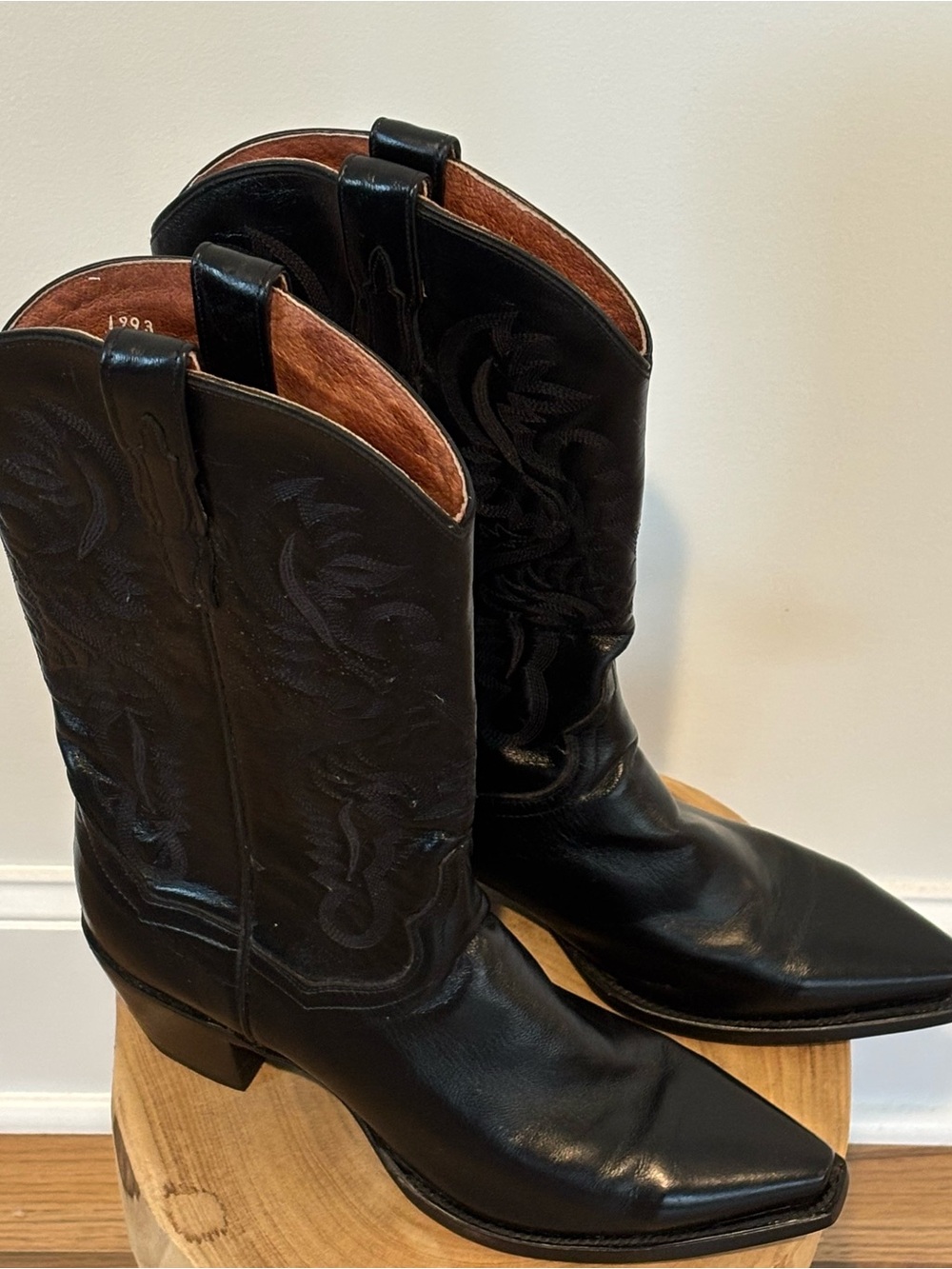 Dan Post Black Leather Western Heeled Boots